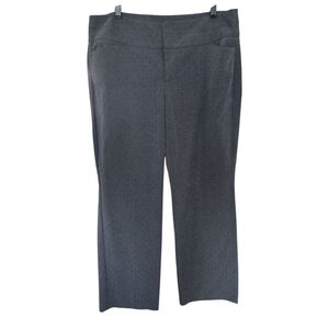Elle Women's Dress Pants Bootcut Mid Rise Gray Black Polka Dot Sz 16